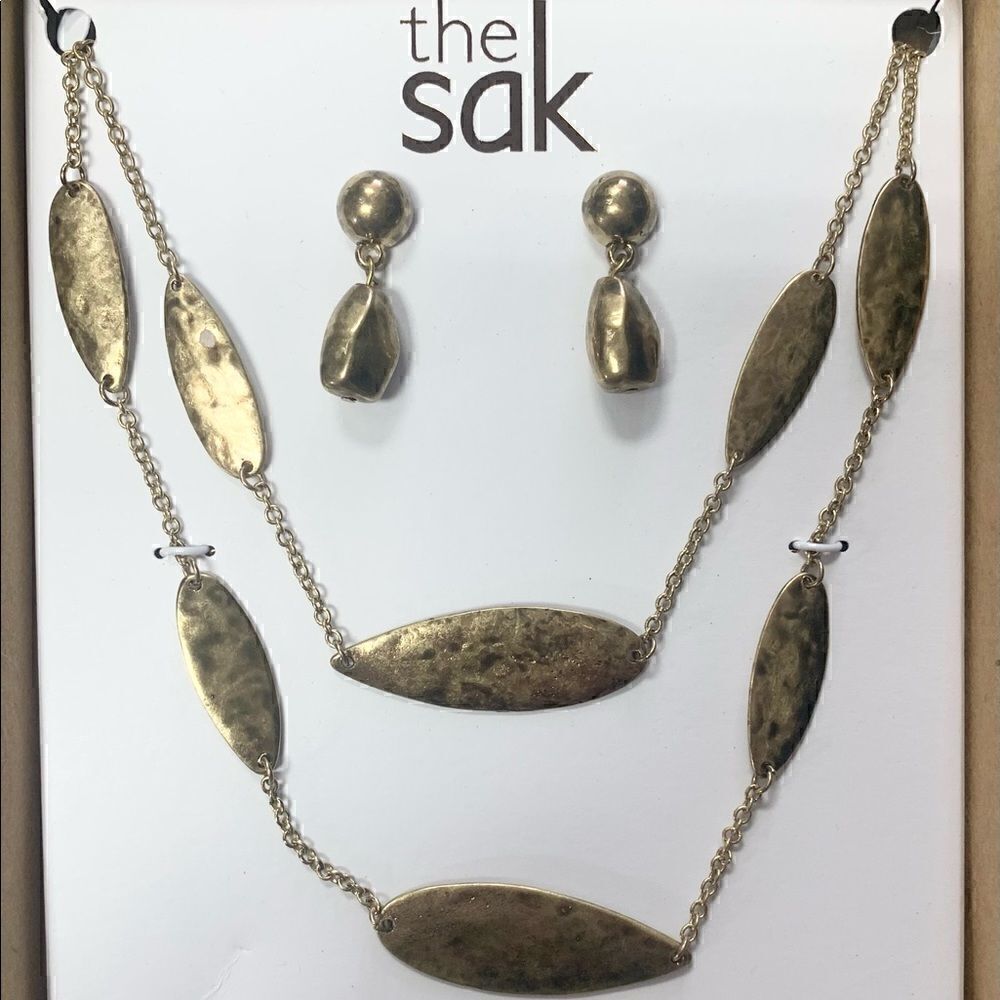The Sak Necklace & Earrings Set Gold